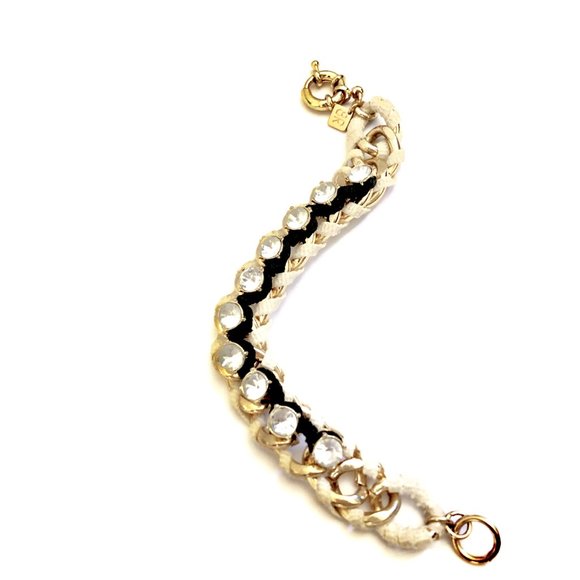 Banana Republic  Black Braided Crystal Link Lobster Bracelet NWT 38 - Picture 5 of 5